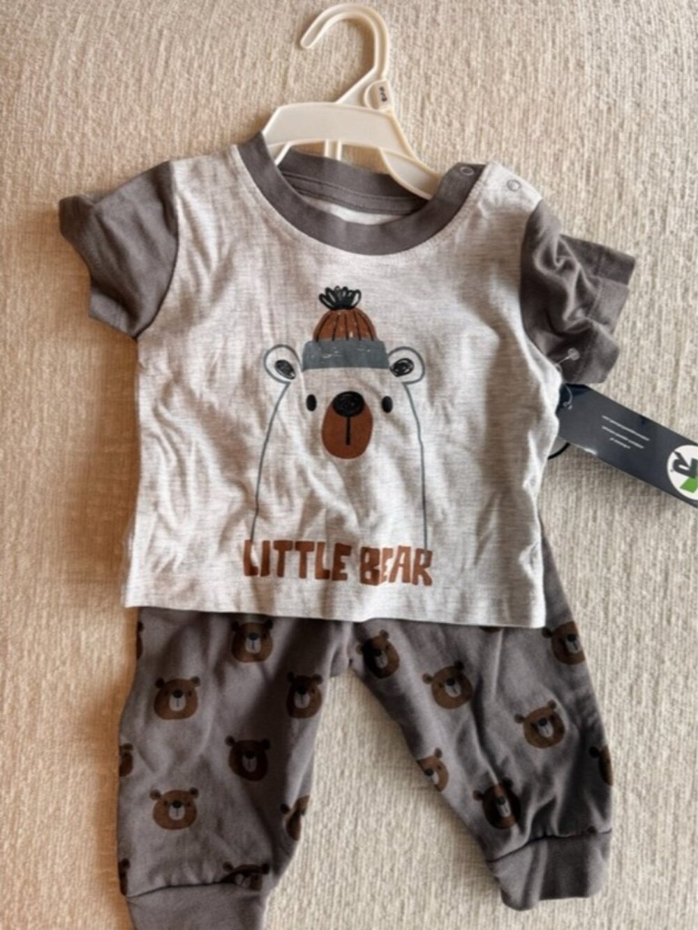 Little Bear Kids Pajama Set - Gray & Brown